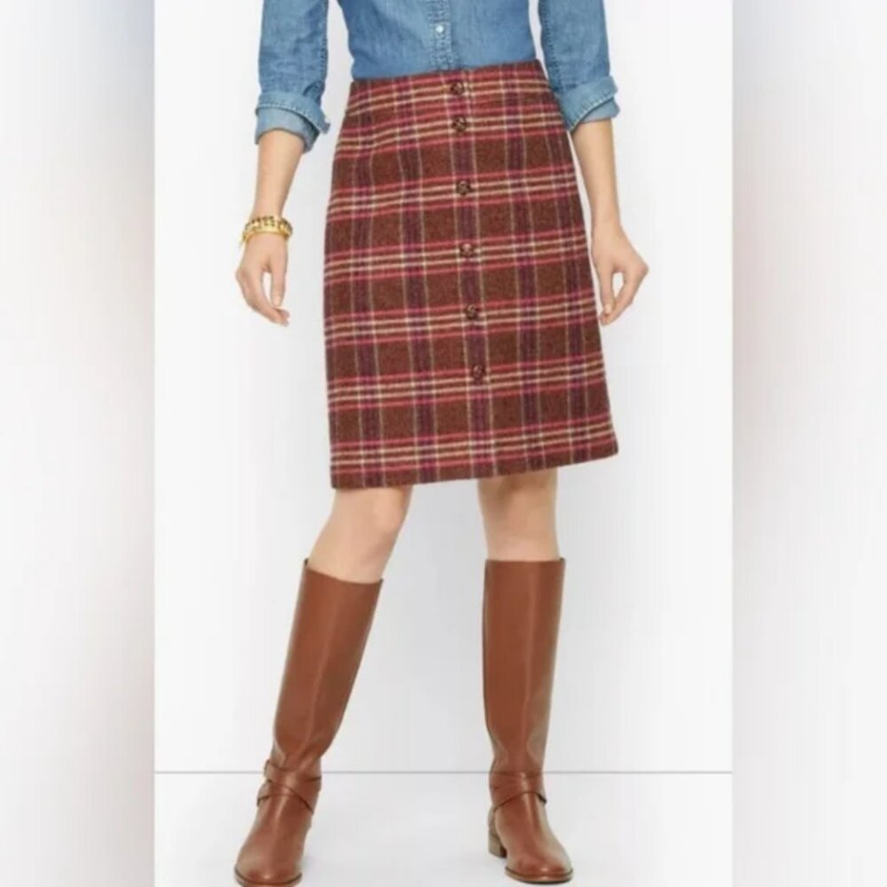 Talbots Brown Plaid Skirt 2P New with Tag!